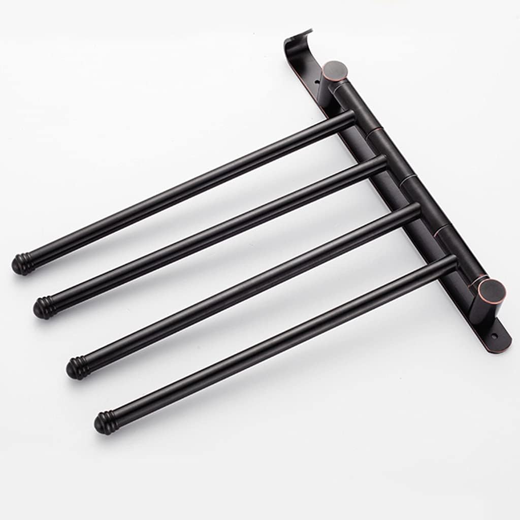 FAMMIX Black Swing Out Towel Bar, Bronze Oil Rubbed Folding Arm Swivel Hanger Bathroom Storage Organizer Rustproof Wall Mount, Swivel Towel Rack for Shower Room, Kitchen 4bars