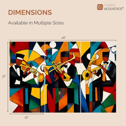 Image of Timber Acoustics Acoustic Art Wall Panels for Music Studio, 48 inchx32 inch PET Felt Sound Absorbing & Noise Reduction Panels for Wall, Acoustic Panels for Music Studio, (Abstract Jazz Band, Set of 3)