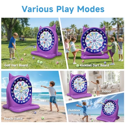 47 Inch Large Inflatable Pool Toys Games with 12 Balls Swimming Pool Dart Board Water Game for Adults Teens Pool Backyard Beach Outdoor Summer Water Toys Gifts for Kids Ages 3-12 Boys Girls, Purple by Generic - Used condition - Image 6