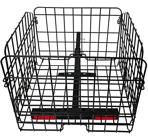 Garvin Rear Basket For Mobility Scooter (With Waterproof Cover), Heavy Duty Metal Accessories Folding Basket For Scooters & Power Chairs Equipped With 1" X 1" Hitch Receiver #TOP1