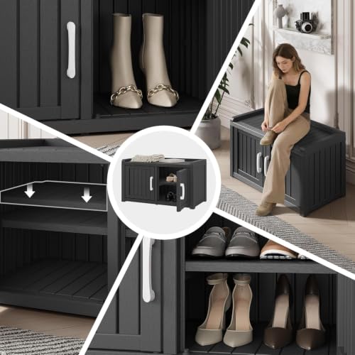 WTFGO 2 Doors Outdoor Shoe Storage Bench by WTFGO - Used condition - Image 5