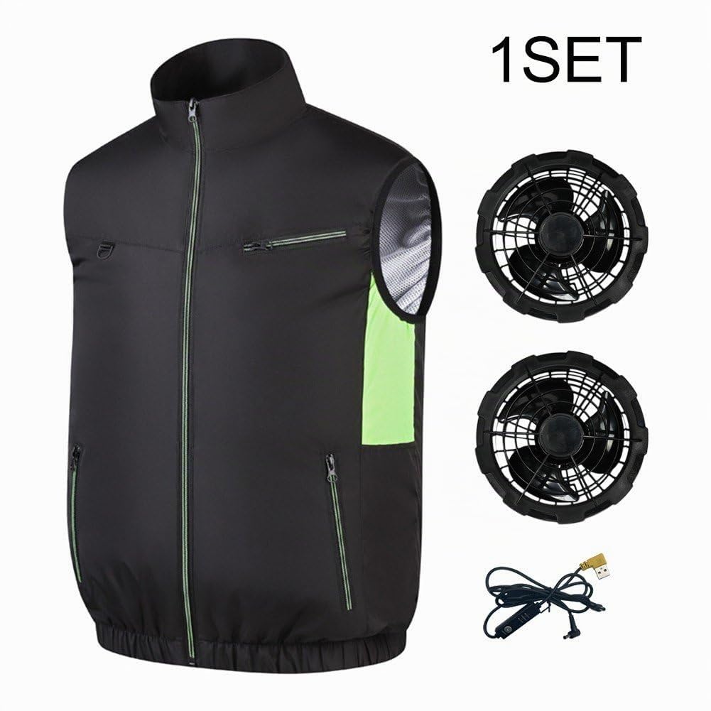 Gilet Rinfrescante con Ventole per L'aria Condizionata per Uomo E, Gilet Leggero con Ventola di Raffreddamento Ad Asciugatura Rapida, Abbigliamento Lavoro Rinfrescante per Viaggi