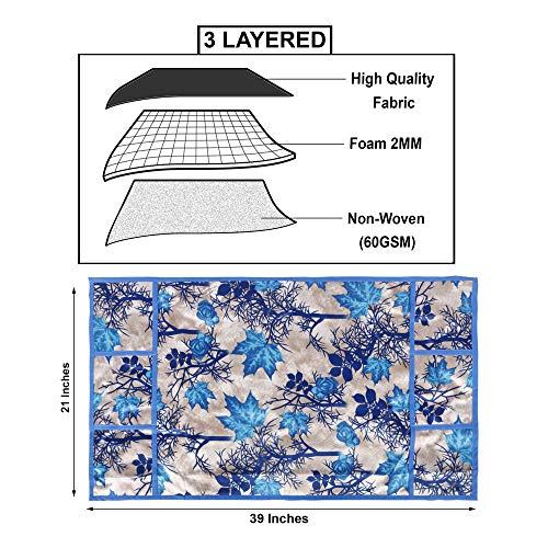 Image of Combo Set of 1 Pc Fridge Top Cover With 6 Utility Pockets and 3 Pc Fridge Mats (Blue, Set of 4)