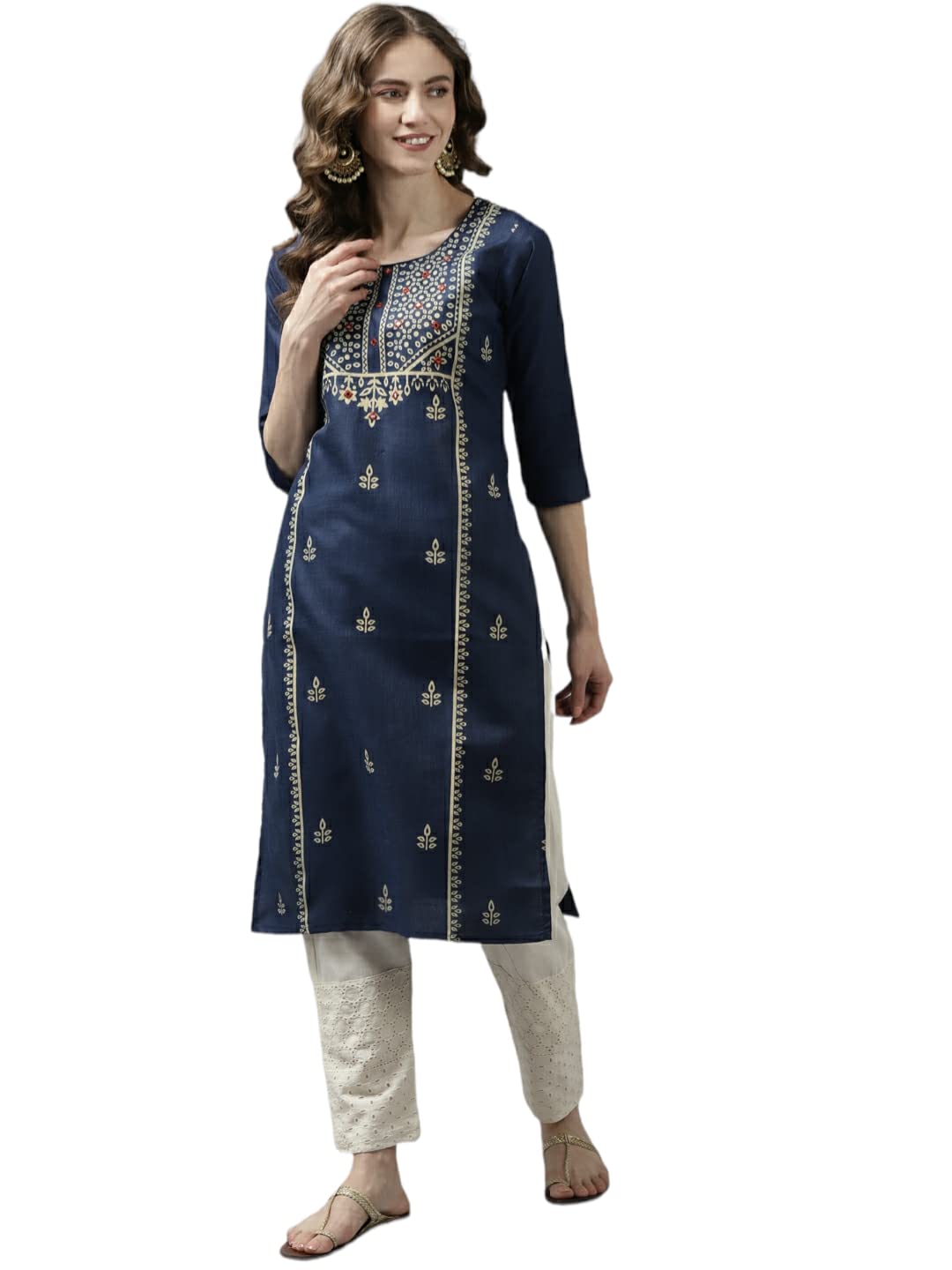 Aarika Womens Navy Blue Color Printed Kurti, Navy Blue, 42