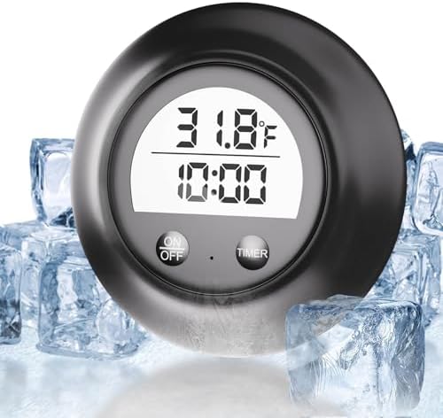 Silicone Cover Ice Bath Thermometer with Timer, Waterproof Floating Water Thermometer for Cold Plunge, Works with Ice Bath Tub Hot Tub Accurate Recovery(Black)