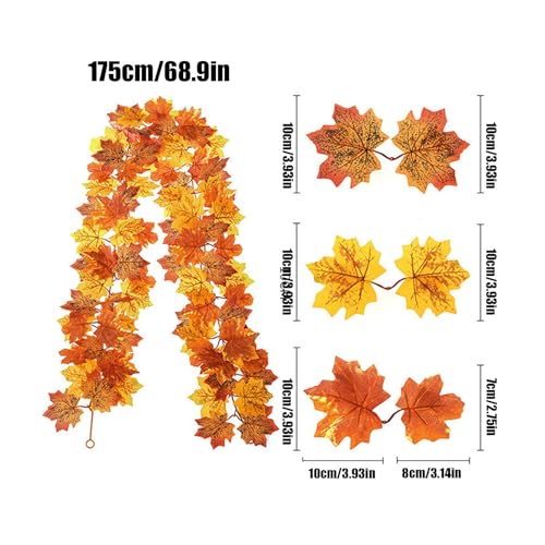 2Pcs 5.7FT Artificial Fall Leaves Garland for Thanksgiving Home Decor - image 7