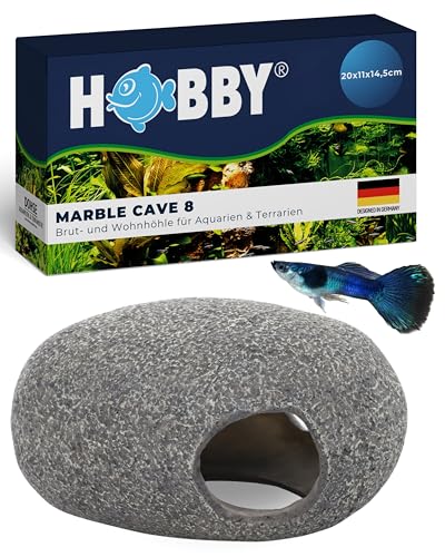 Hobby Aquaristik Marble Cave 8 I 20 x 11 x 14,5 cm I Brut- und Versteckhöhle für Aquarien I Aquarium Dekoration I Deko Höhle für Zwergbuntbarsche, Welse und Garnelen I natürliches Aquariumzubehör