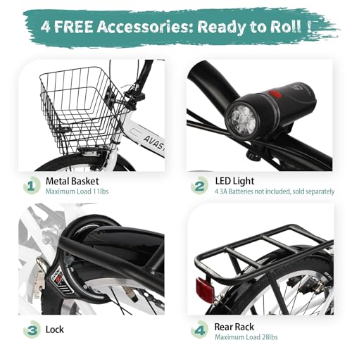 AVASTA Quartet 20 24 Inch Folding Bike with 7-Speed, Dual