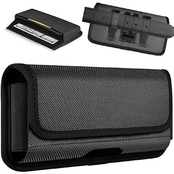 ykooe Coldre para Samsung Galaxy A56, bolsa horizontal de nylon para cinto para celular com clipe para homens, fecho magnético, estrutura robusta, proteção confiável para o dia a dia, preto