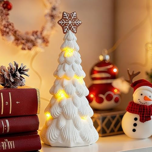 Cynkeyee Christmas Decorations Tree Tabletop Centerpieces - White Resin Trees