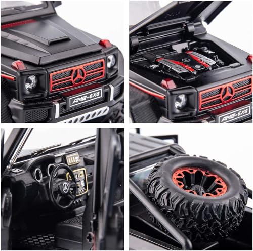 Image of Invite Enterprise 1:22 Big Marcedes AMG G63 6X6 Toy Car Metal Pull Back Diecast Car with Openable Door and Sound Light, Gifts Toys for Kids【 Black-Color 】