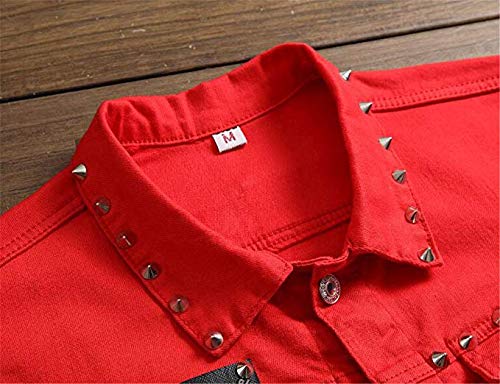 Image of Men's Punk Denim Vest Sleeveless Jean Jackets With Rivets