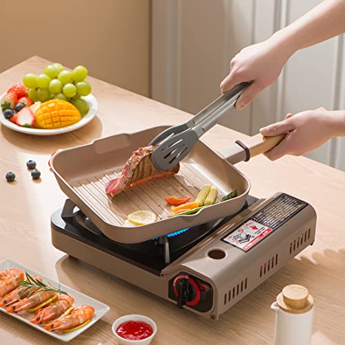 Taste Plus Grill Pan, Nonstick Square Steak Pan 9.5 Inch With Wooden Handle And Pour Spout #TOP2