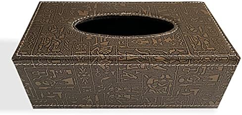 PTAPIPI Stylish PU Leather Tissue Box Holder, Modern Rectangular Napkin Holder Pumping Paperchase Dispenser (Retro Pattern)
