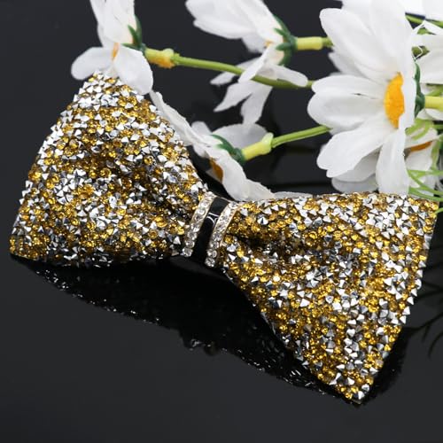 Image of Mens Rhinestone Bow Tie Pre-Tied Bow Ties for Men Adjustable Sparkle Sequin Bowtie Party Wedding
