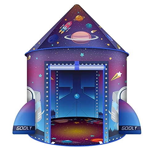 GOOLY Space Tent for Kids Rocket Ship Play Tent Indoor Palyhouse for Boy Girl, Rocketship Spaceship Pop Up Toddler Tent, Astronaut Toys Decor for Kids Room,Christmas Birthday Gift for Age 3 4 5 6 7