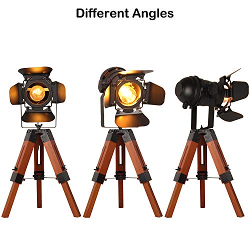 Barcelona LED Vintage Stehleuchte Tripod Stehlampe Studiolampe Deckenfluter im Industrie Cinema Stil, mit Dreifuß aus… – Bild 4