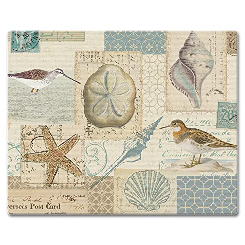 CounterArt Shell Collage Glass Cutting Board, 12 x 15 Inches
