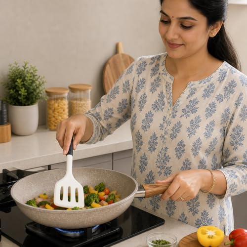 Image of DecorTwist Silicone Spatula | Heat Resistant Kitchen Utensils for Cooking, Baking | Non-Stick, BPA-Free, Flexible & Durable | Dishwasher Safe, Seamless Design (8X 0.2X 32cm,91g) White