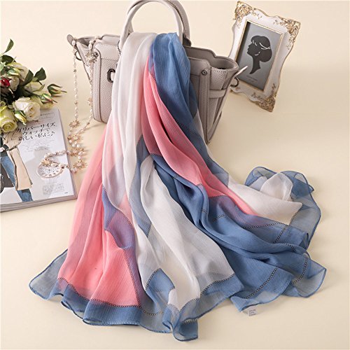 kaaka Lenço feminino longo transpassado xale viagem praia cor patchwork toalha presente moda rosa az