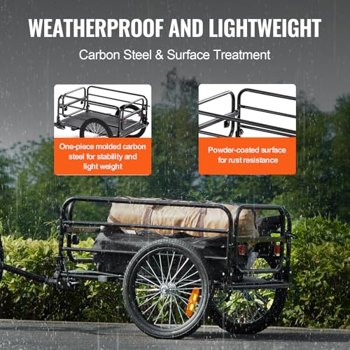 image for VEVOR Bike Cargo Trailer, 160 lbs Load Capacity, Heavy-Duty Bicycle Wa