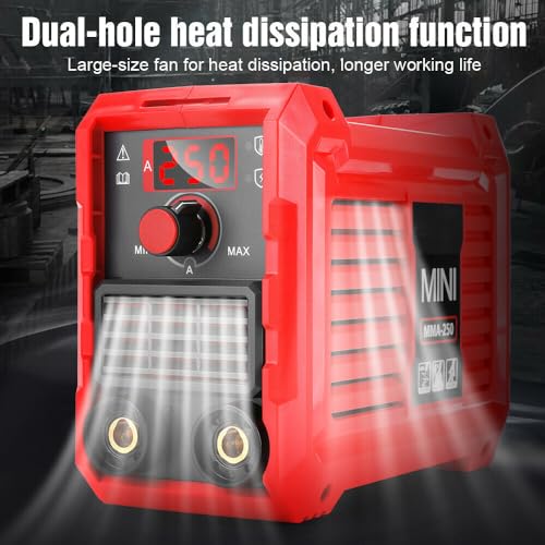 Portable Small Welders Machine, Mini ARC Welder with Digital LED Display, 220V MMA Welding Inverter Gasless Tool, with Electrode Holder, Work Clamp, Input Power Adapter Cable and Brush - Image 4