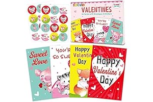 Fancy Land Valentine's Day Cards for Kids Classroom - 24 MINI Animal...