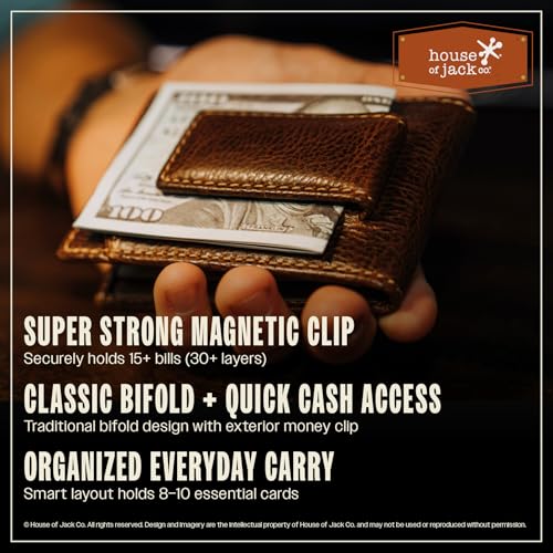 Image of House of Jack Co. Ivor Men's Bifold Money Clip Wallet, Front Pocket Wallet
