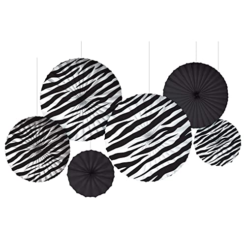 Amscan Zebra Stripes Printed Paper Fans | Party Decor, 8