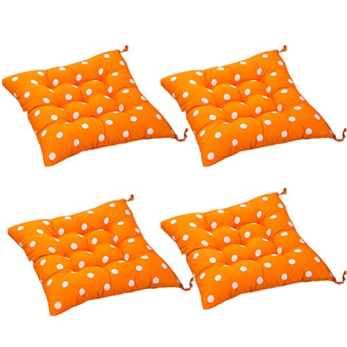 AGDLLYD 4 cómodos Cojines Cuadrados para Silla (Lunares), tapicería para Exteriores, Cojines para Patio, Cocina de jardín, cojín para Silla de Comedor 40x40x8 cm (Naranja)