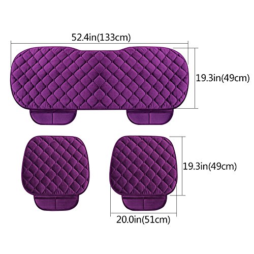 Wingoffly 3 Pack Thicken Front And Rear Car Seat Cushion Nonslip Car Interior Seat Cover Pad Mat Fit For Auto Vehicle, Purple #TOP1