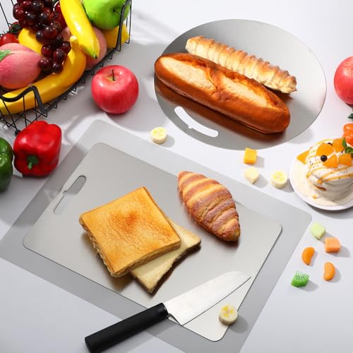 Patelai-2-Pcs-Stainless-Steel-Cutting-Boards-for-Kitchen-304-Steel-Chopping-Board-Metal-Round-Chopping-Board-with-Non-slip-Rubber-Pad-for-Meat-Vegetables-Dishwasher-Safe134-x-9-and-118-x-118 Patelai 2 Pcs Stainless Steel Cutting Boards for Kitchen 304 Steel Chopping Board Metal Round Chopping Board with Non slip Rubber Pad for Meat Vegetables Dishwasher Safe134 x 9 and 118 x 118