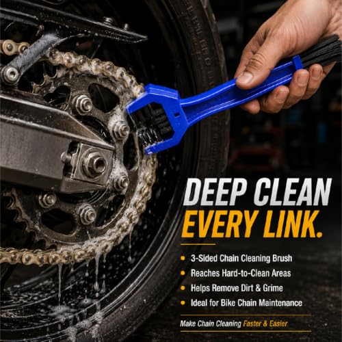Image of OBEROI'S TRADERS Bike Chain Cleaner & Lubricant Kit Combo | Motorcycle Chain Cleaner Spray, Chain Lube, MX-40 Rust Remover, Chain Cleaning Brush & Microfiber Cloth | for All Bikes & Scooters (450 ML)