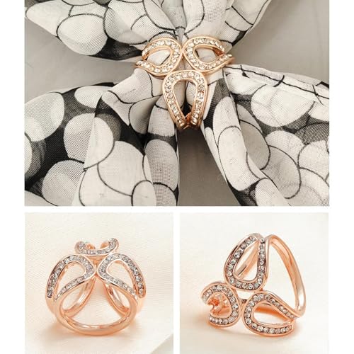 Image of 2 Pcs Scarf Ring Clips for Women Metal Shirt Tightener Cinch Buckle for Silk Scarf Shawl Blouse Sweater T Shirt Clothing Accessories