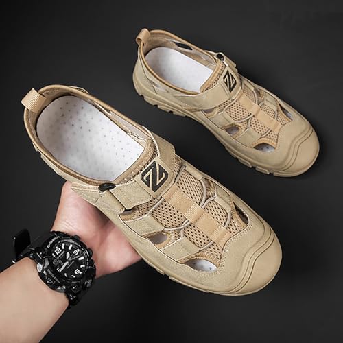 Breathable Beach Shoes Outerwear Non-Slip Baotou Men's ls Extra Wide Shoes Men Khaki4