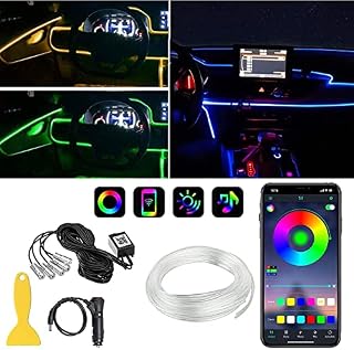 Lurowo Interior Car Lights, 16 Million Colors 5 in 1 with 6m Fiber Optic, Multicolor RGB LED Strip Light, Wireless Bluetooth APP Control Car Ambient Lighting