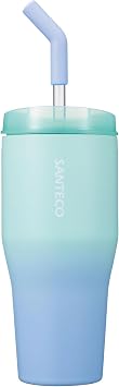 CB Japan SANTECO ANIE 2WAY Tumbler, Includes Straw and Lid, Green x Blue, Capacity 22.7 fl oz 670 ml, Stainless Steel, Double-Wall Vacuum Insulation
