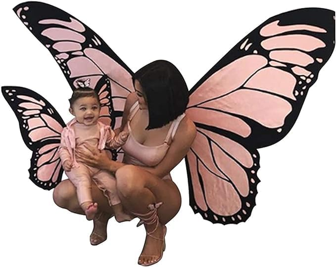 TRURENDI Disfraz de alas de mariposa para padres e hijos, disfraz de Halloween a juego para mamá y yo, disfraz de Navidad, cosplay