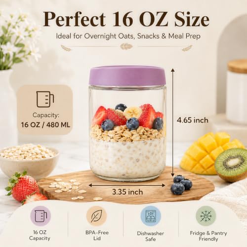 Artcochan Stackable Overnight Oats Jars