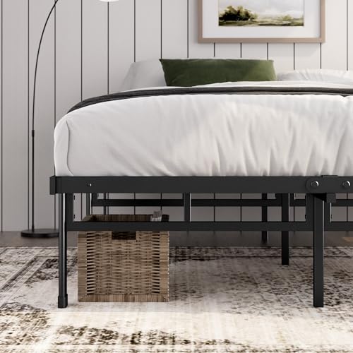 Zinus Justin Bett 100x200 cm - Höhe 36 cm mit Stauraum unter dem Bett - Metallplattformbettrahmen - Schwarz, Schwarze