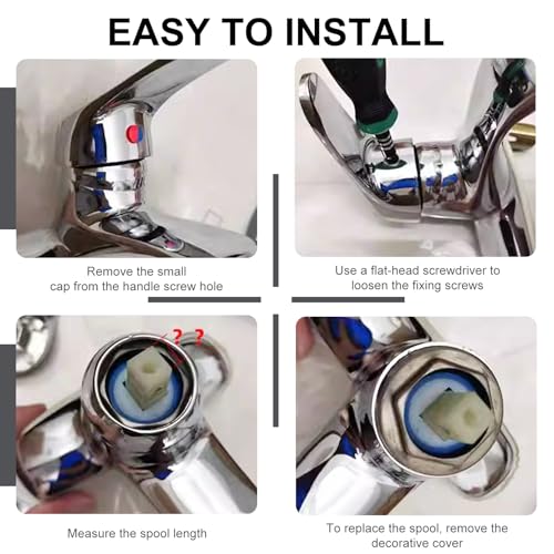 eModwey 40 mm Universal Einhebelgriff für Wasserhähne in Silber, mit Schraube, Geeignet für Heiß- und Kaltwasser, für Küchen- und Badezimmerarmaturen, Ersatzteil mit einfacher Installation