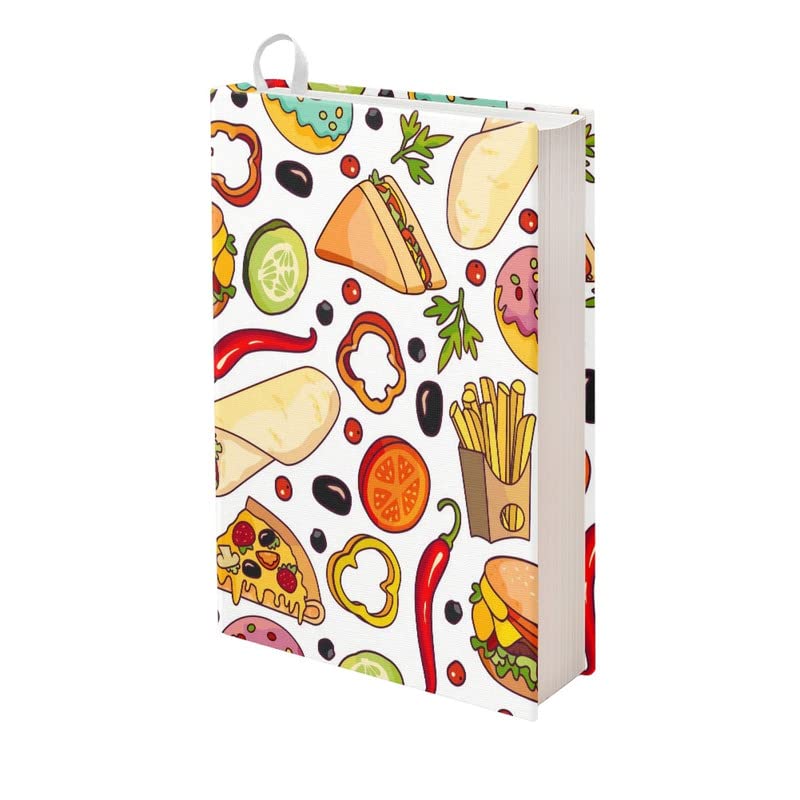 Kuiaobaty Hamburger Chips Stampa Libro Copertine Per Libri Di Cucina, Novità Alimenti Modello Elastico Libri Panno per Libro