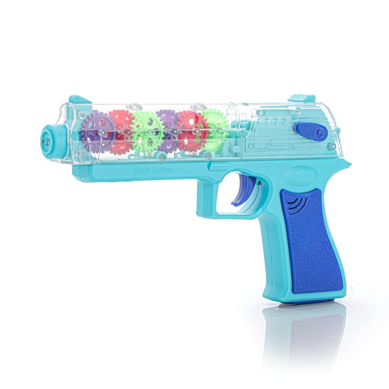 Image of Aditi Toys Transparent Gear Gun Toy for Kids, Electric Concept Gear Gun with Moving Gears, Vibration, Music & Lights for Kids Above 3 Years, BIS Approved (Blue)