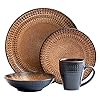 Pfaltzgraff cambria 16 piece stoneware dinnerware set service for 4 dark brown  urban country home decor