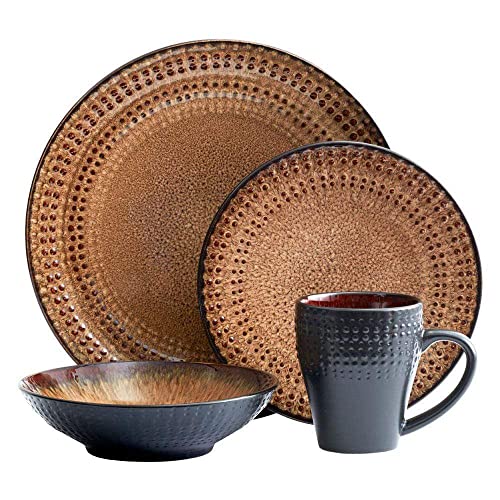 Pfaltzgraff-Cambria-16-Piece-Stoneware-Dinnerware-Set-Service-for-4-Dark-Brown Pfaltzgraff Cambria 16 Piece Stoneware Dinnerware Set Service for 4 Dark Brown