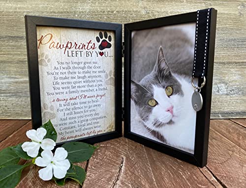 Pawprints Left By You Memorial 5X7 Frame For Cat With Pet Tag #TOP1