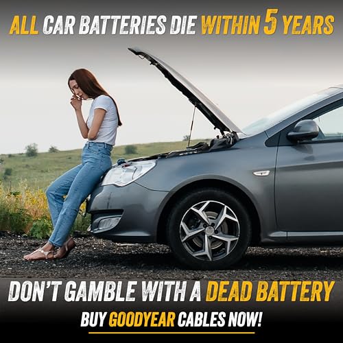 GOODYEAR 10 GAUGE, 12 FT Jumper Cables For Sedans And
