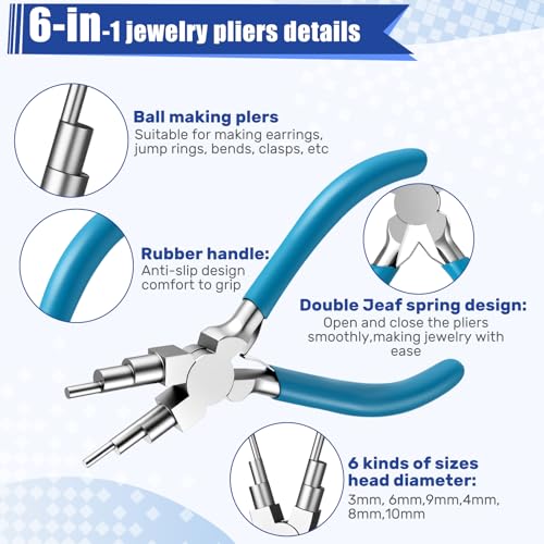 Image of Mudder 2 Pieces Jewelry Making Tool Bail Making Pliers 6 in 1 Jewelry Wire Bending Pliers for Beading Looping Shaping Wire DIY Crafts (Clear Blue)