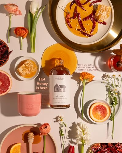 Image of Pink House Alchemy Hot Honey Simple Syrup, 16 oz, Handcrafted, All-Natural | Spicy-Sweet Cocktail & Coffee Mixer, Small-Batch
