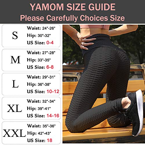 YAMOM High Waist Butt Lifting Anti Cellulite Workout Leggings for Women Yoga Pants Tummy Control Leggings Tight Black - Thumbnail 2